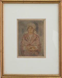 Antique Valér Ferenczy (1885-1954) - Framed Hungarian School Etching, Lady with Shawl