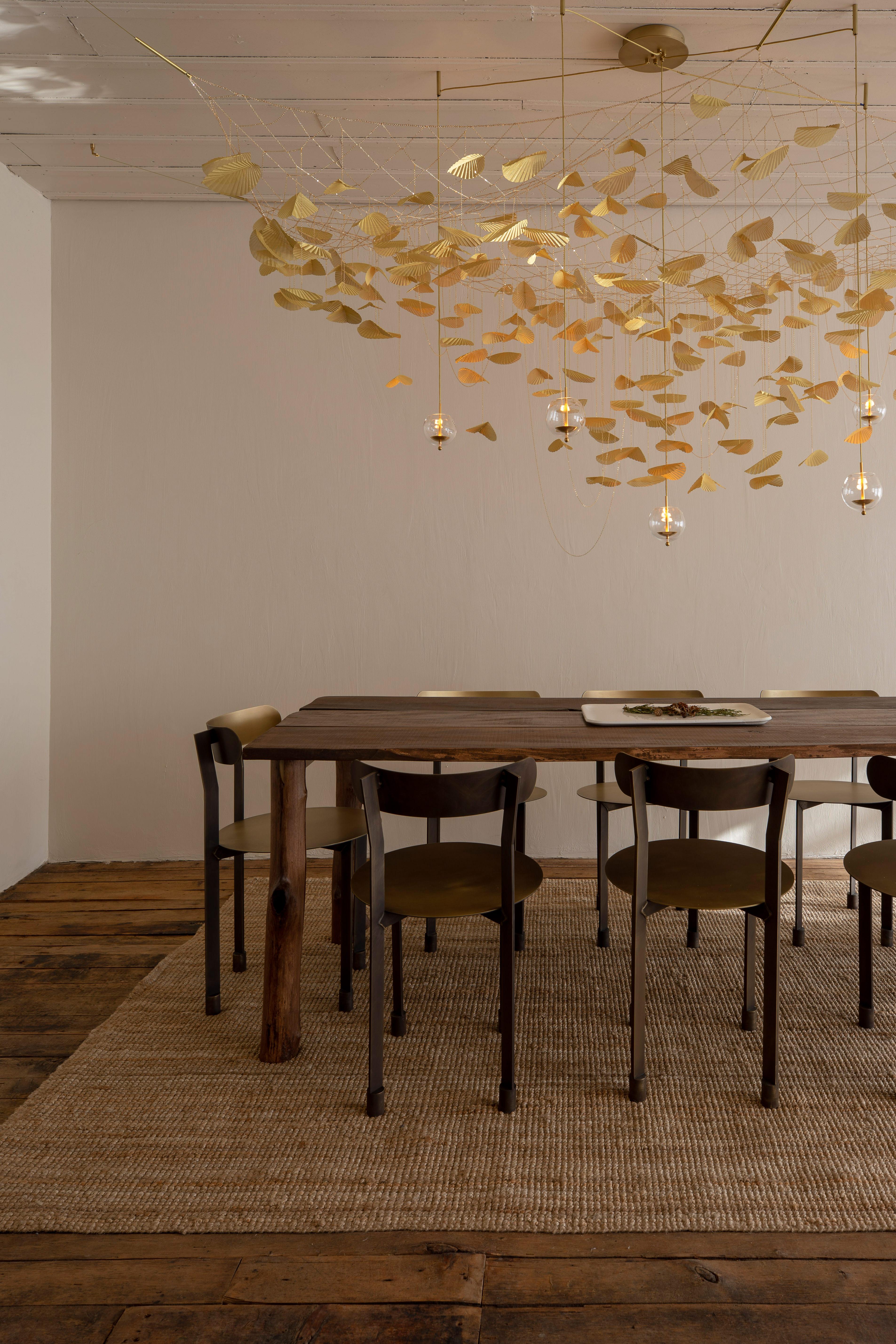 Plated Valse au Crépuscule by Larose Guyon / Gold & brass chandelier / Limited Edition For Sale