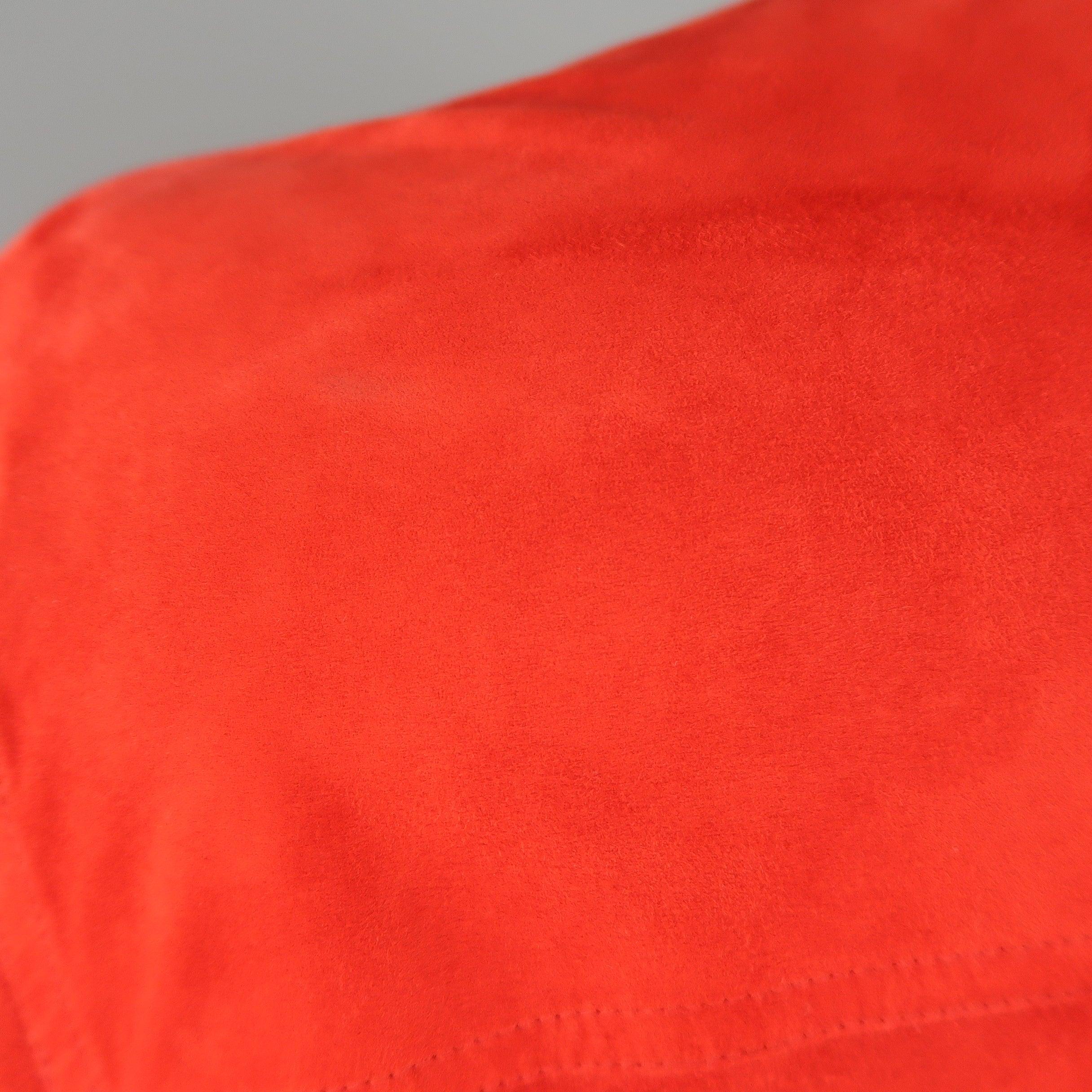 VALSTAR 42 Red Suede Four Pocket Drawstring Waist Coat For Sale 4