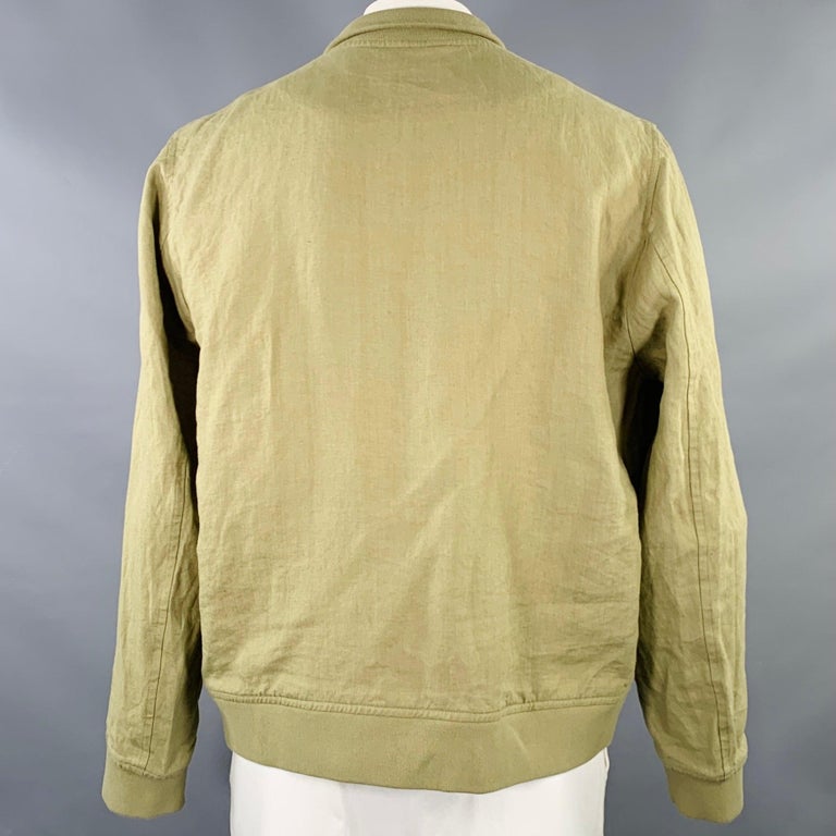 VALSTAR Size 46 Valstarino Green Olive Linen Bomber Jacket at 1stDibs