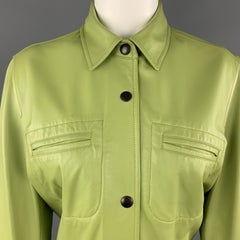 VALSTAR Größe 8 Grün Leder Kragen Snap Shirt Mantel