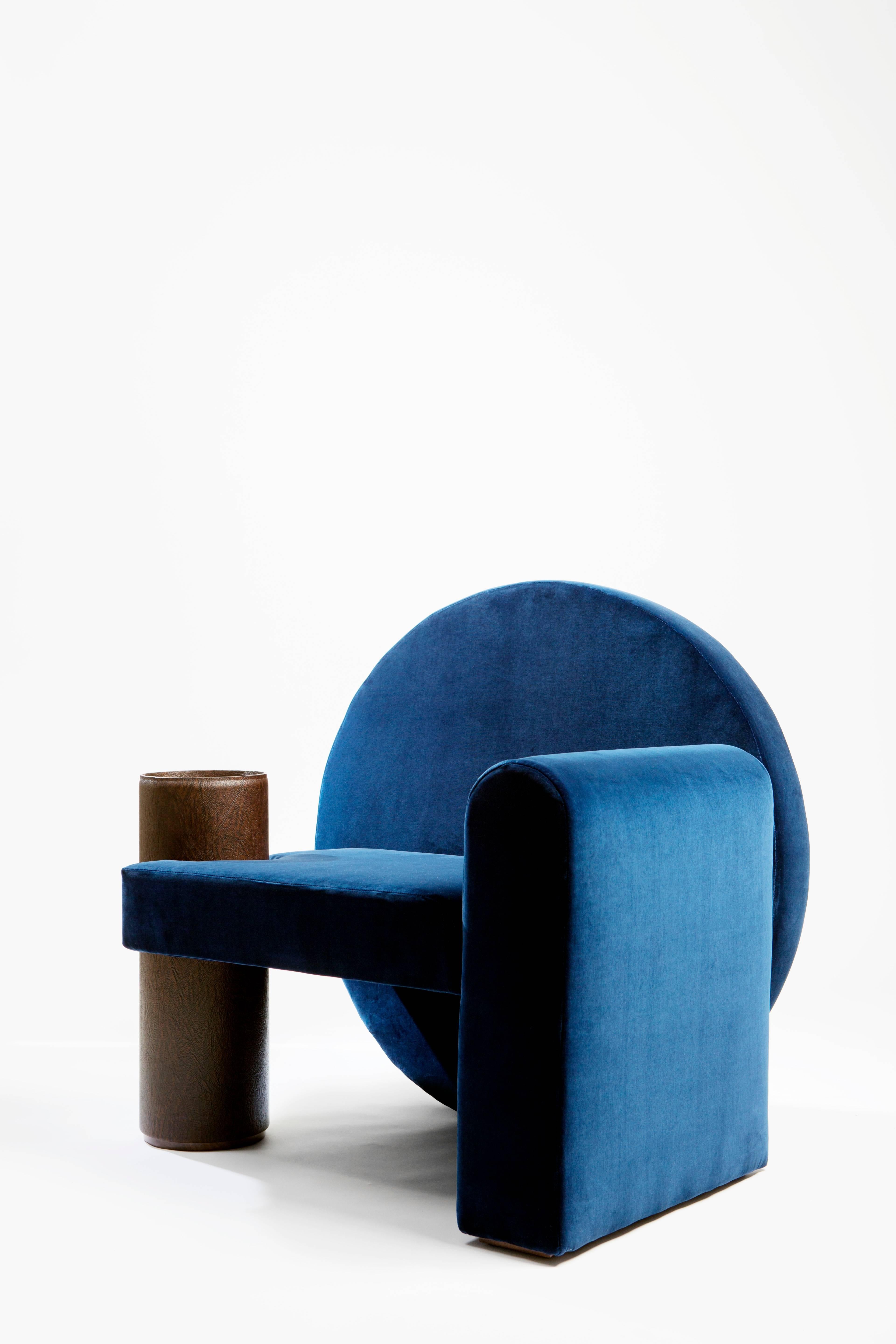 blue velvet armchairs