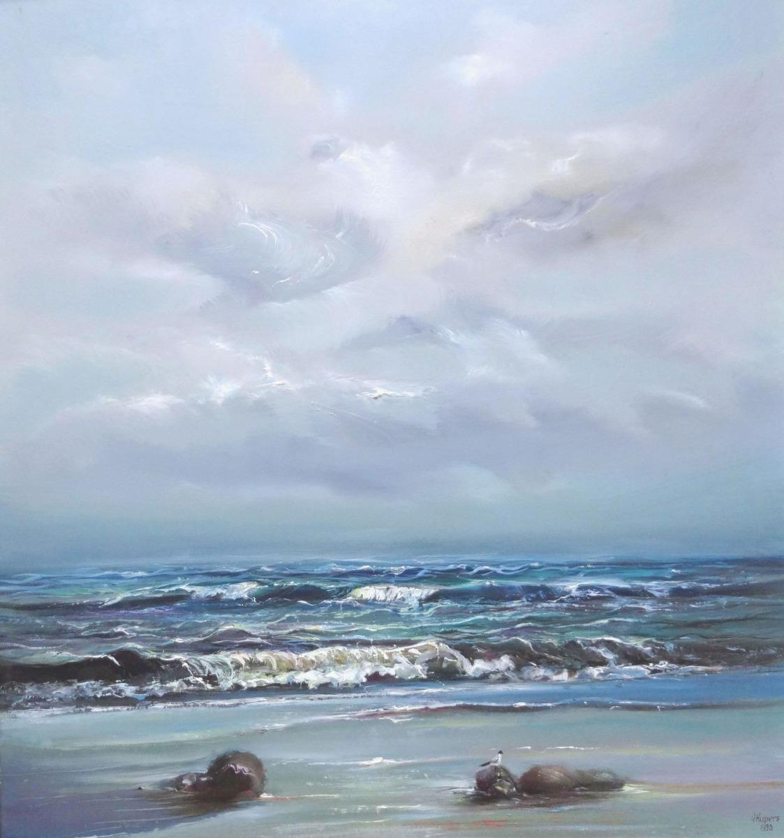 Meer. 1993, Masonit, Öl, 92,5x85,5 cm – Art von Valters Kupers