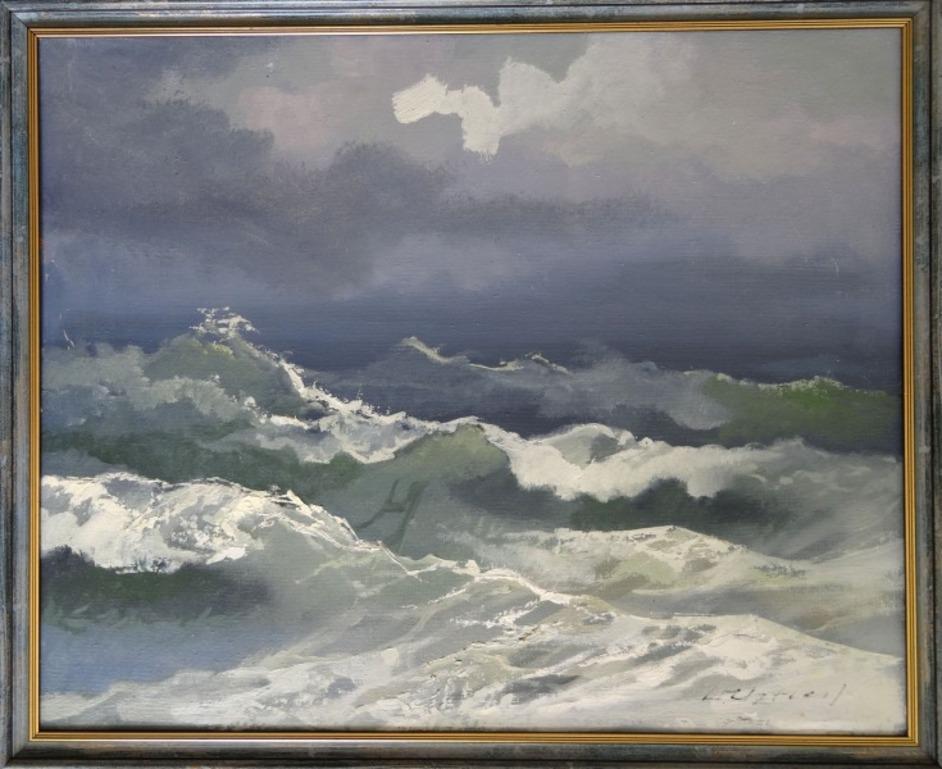 Mar, 1980. Cartón, óleo, 56x68 cm - Painting de Valters Uzticis 