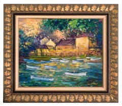 Valtier Gérard "The riverside cafe with reflections"