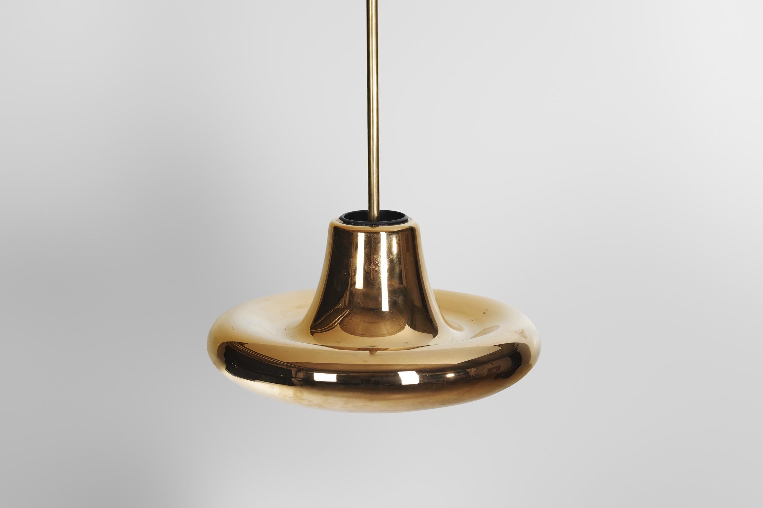 Valto Kokko Gold-Plated Pendant Lamp for I-Valo, Finland 1970s In Good Condition In Utrecht, NL