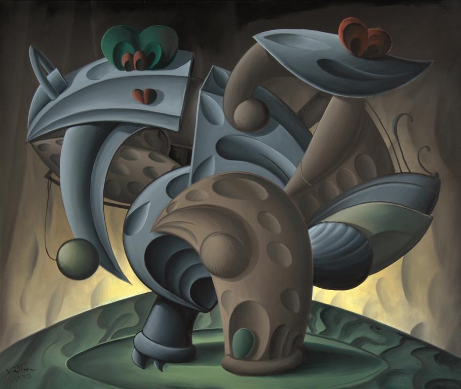 Abstract Painting di Valton Tyler - Uccello che cade