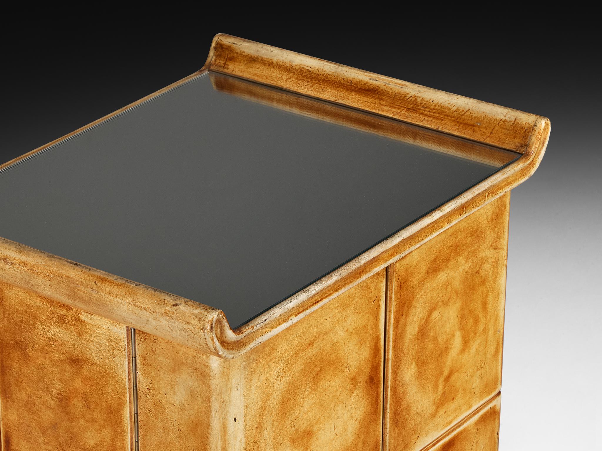 Italiano Valzania Cabinet in Parchment with Mirrored Interior in vendita