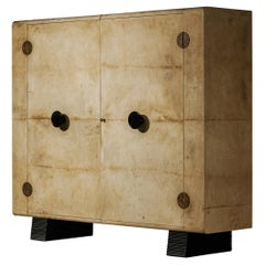 Vintage Valzania Grand Armoire in Parchment and Brass