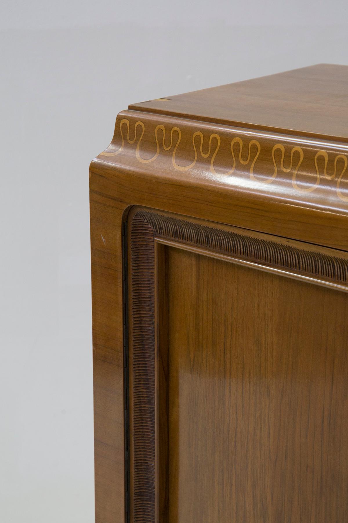 Valzania Mid Century Wooden Sideboard, Original Label In Good Condition For Sale In Milano, IT