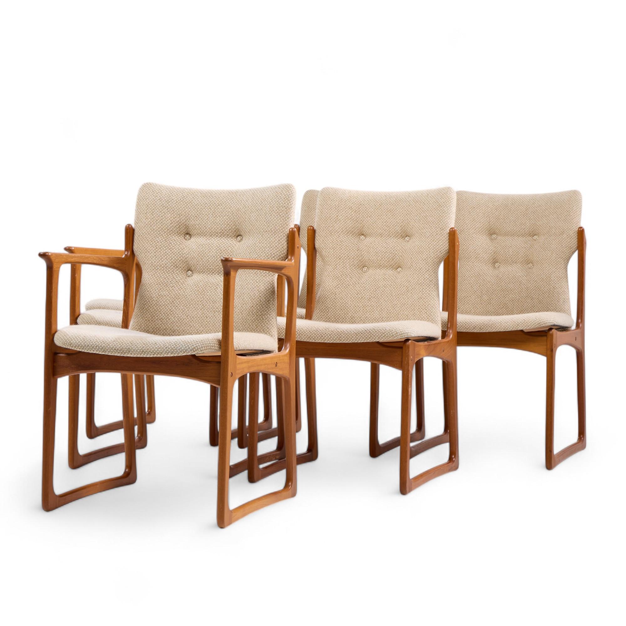 Mid-Century Modern Vamdrup Stolefabrik Mid Century Danish Sculptural Teak Dining Chairs - Set of 6 For Sale