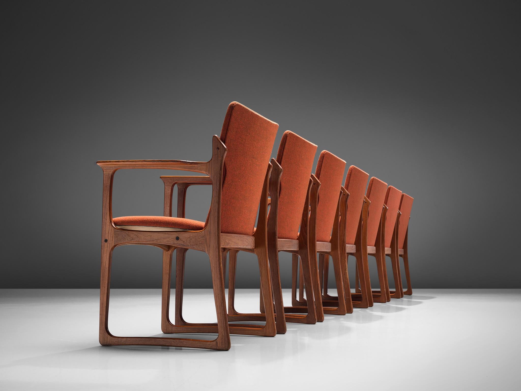 Scandinavian Modern Vamdrup Stolefabrik Set of Seven Teak Armchairs