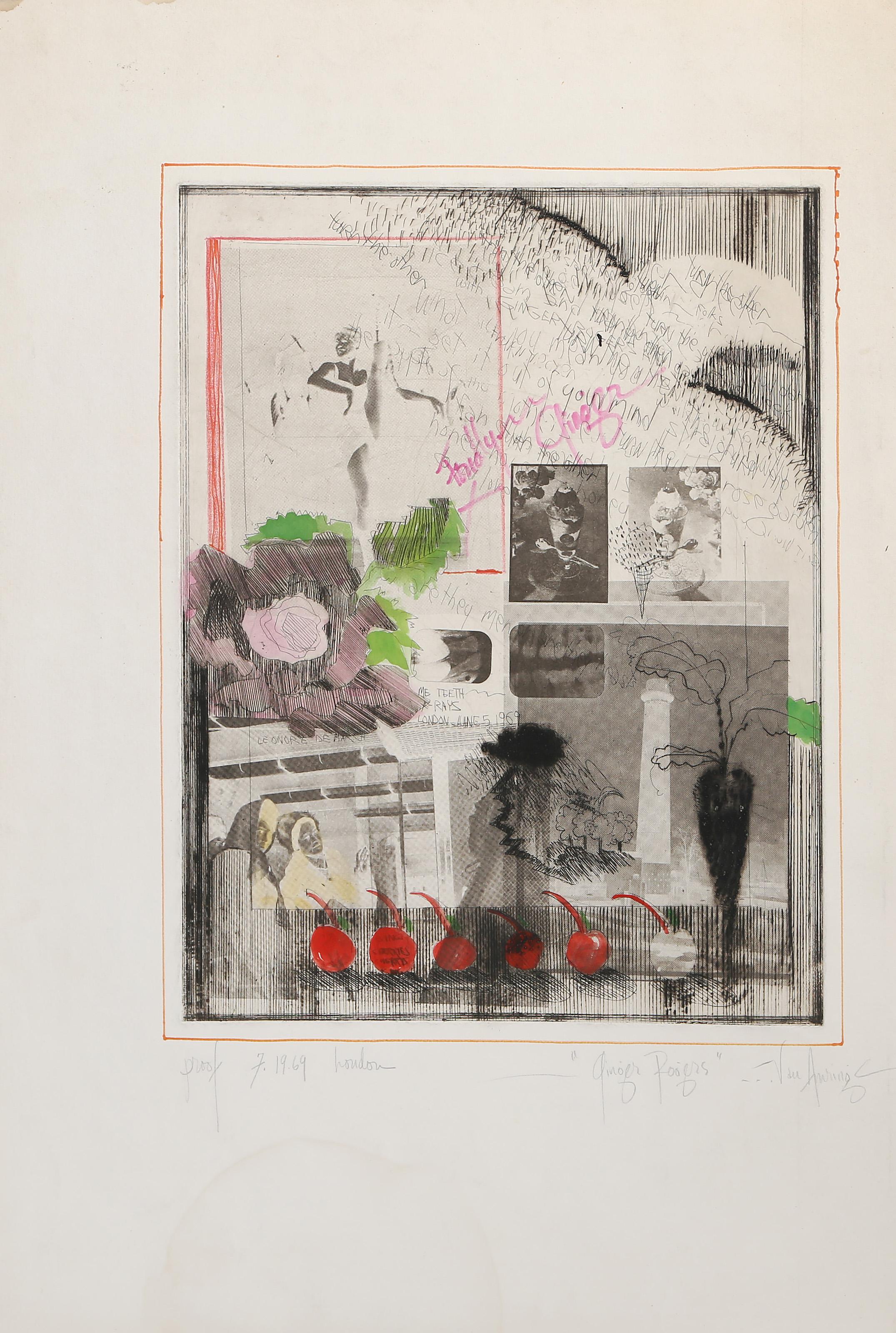 Ginger Rogers, Modern Hand-Colored Etching and Aquatint by Van Amerige For Sale 1