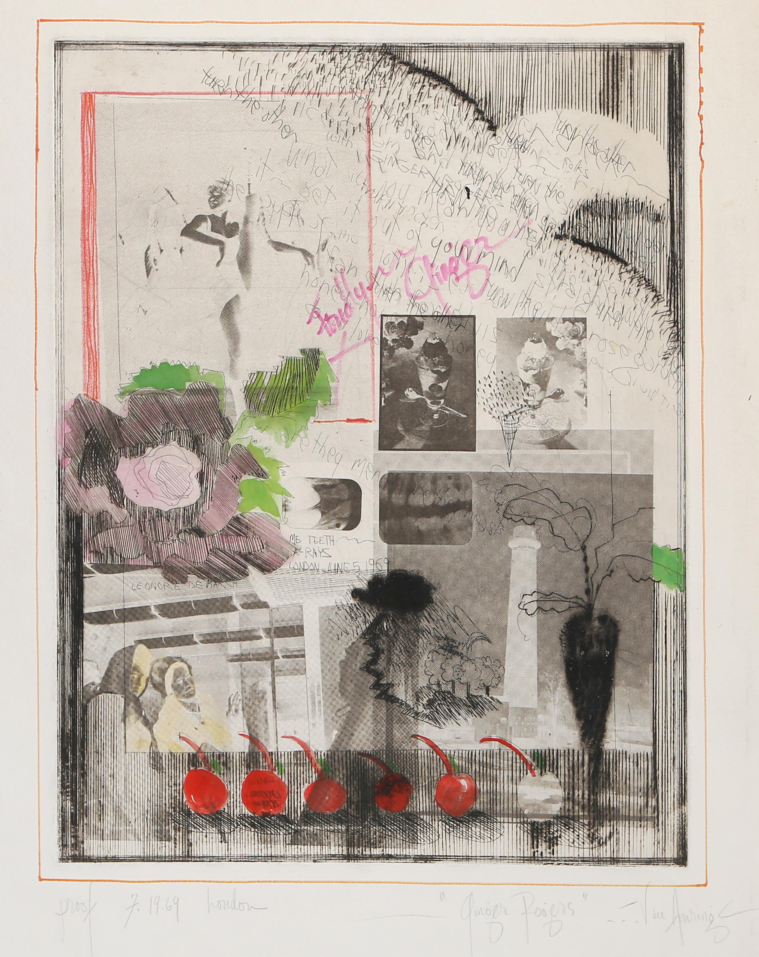 Van Amerige - Ginger Rogers, Year:  1969, Medium:  Hand colored Etching and Aquatint on hand made laid paper, signed, titled, numbered and dated in pencil, Edition:  AP, Image Size:  13.75 x 10.75 inches, Size:  22.25 x 15 in. (56.52 x 38.1 cm) 
