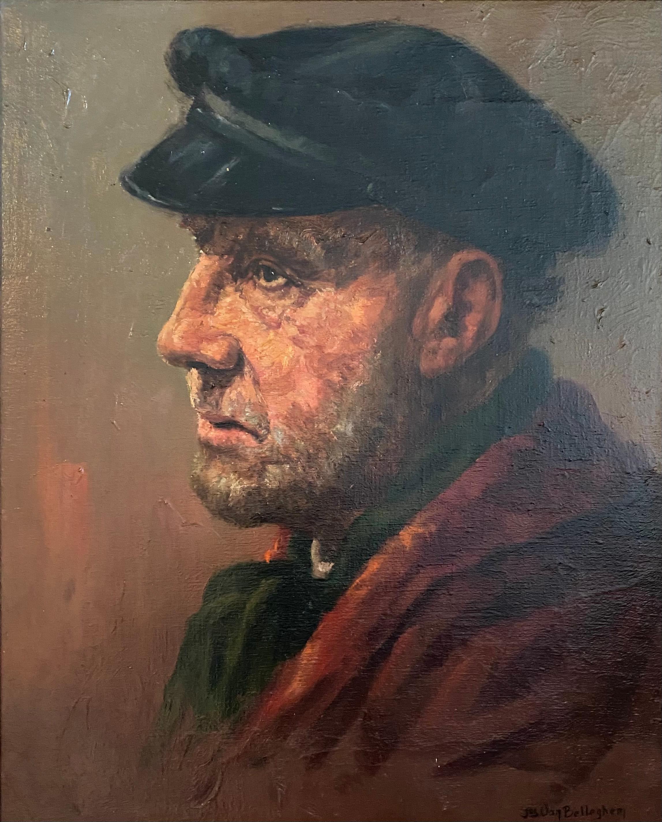 A Portrait of a Fisherman, Jos Van Belleghem, 1894 – 1970, Belgian Painter - Painting by Van Belleghem Jos