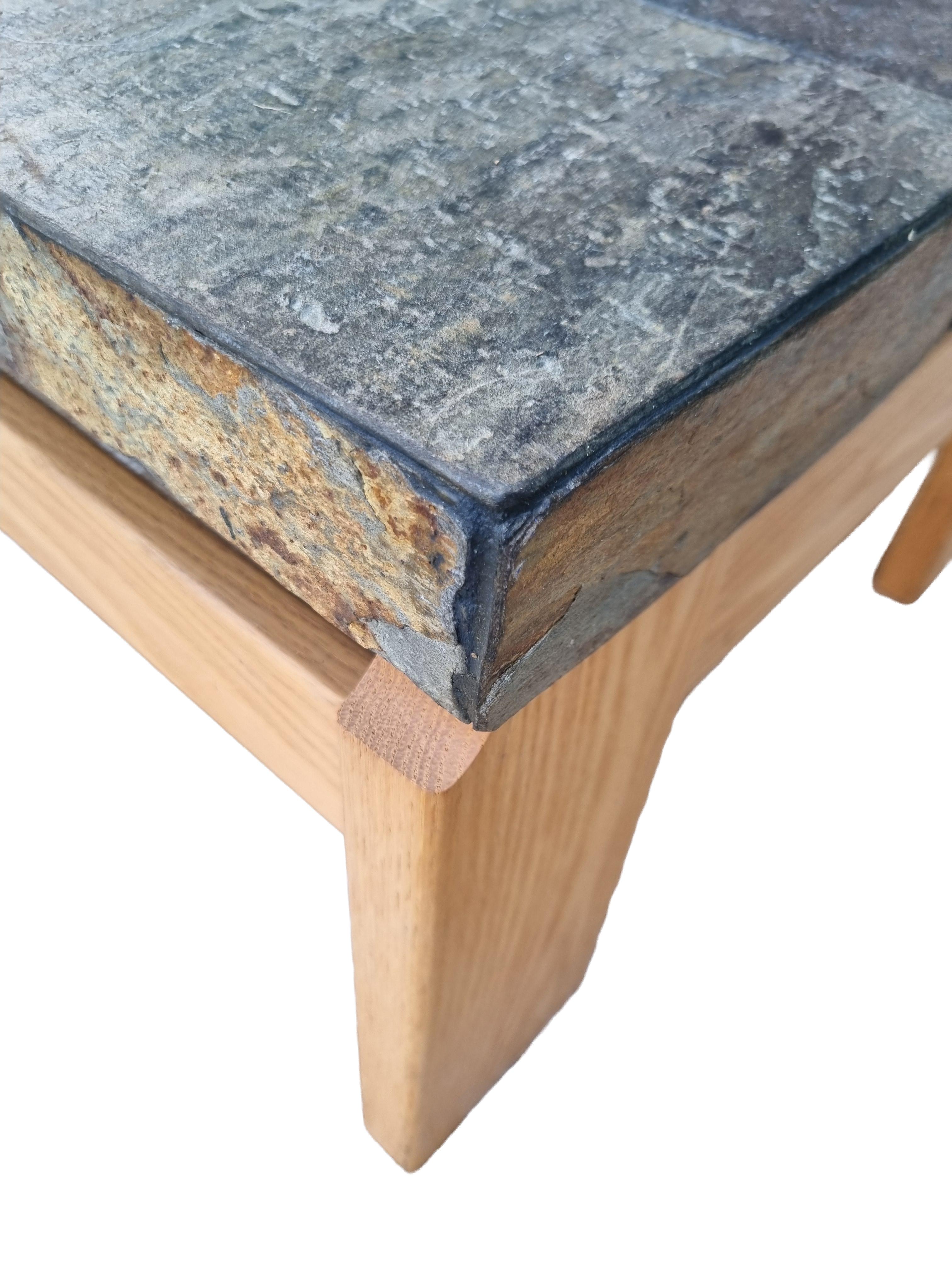 Table basse en ardoise mixte et en Oak Oak, Pays-Bas, 1970 (Paul Kingma Sty) en vente 4