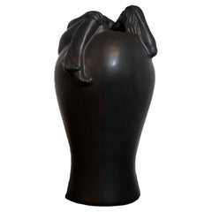 Van Briggel 1930/1940s Rare Black Ceramic Vase Female