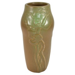Van Briggle 1902 Vintage Arts And Crafts Pottery Brown Poppies Ceramic Vase 2