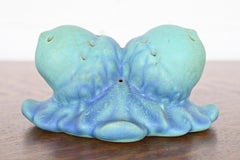 Van Briggle Arts & Crafts Acorn Blue and Turquoise Glazed Ceramic Flower Frog