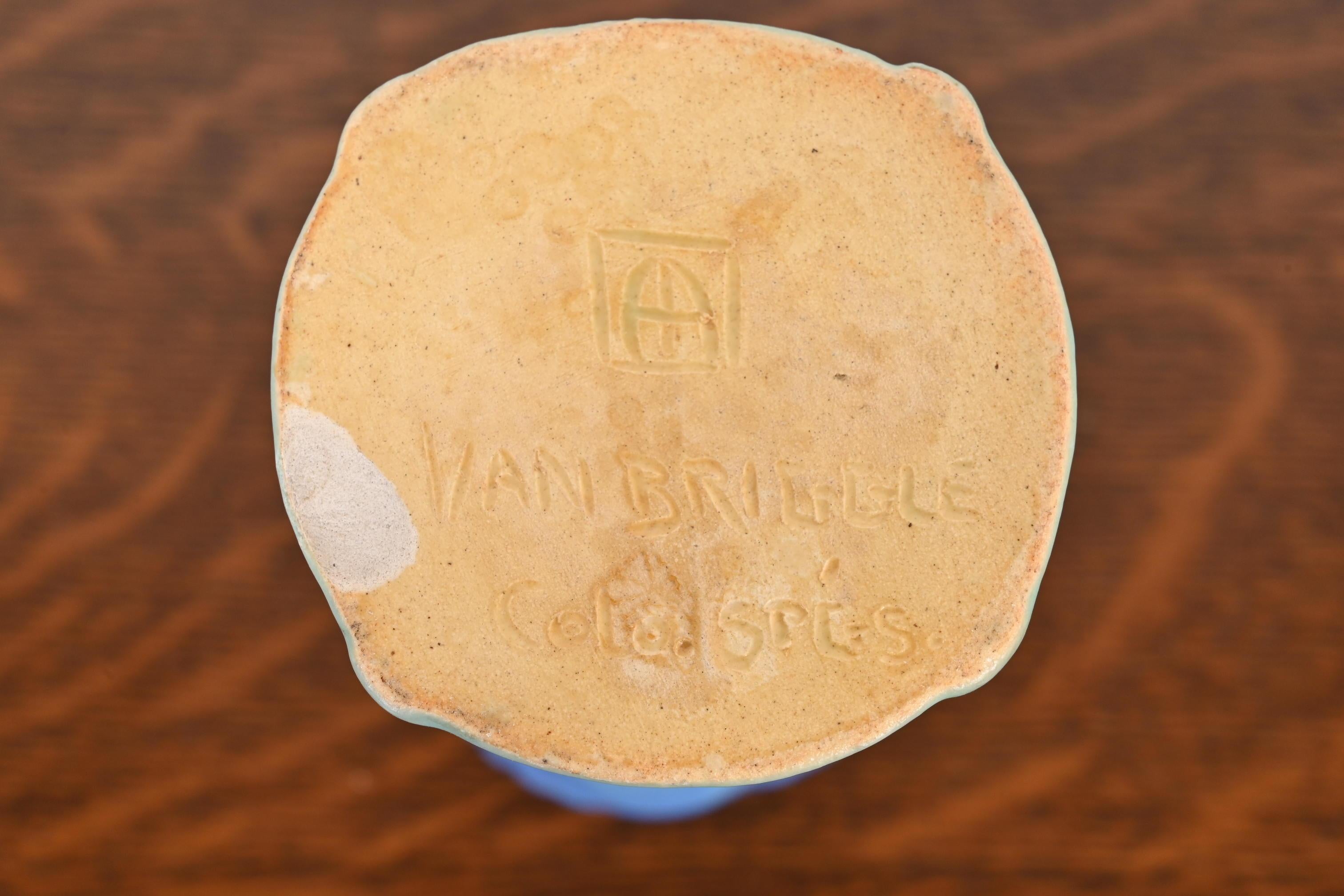 Vaso in ceramica smaltata blu e turchese di Van Briggle Arts & Crafts 2