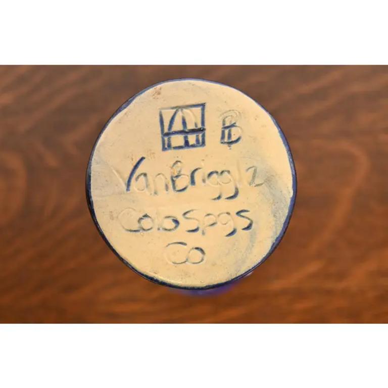 Van Briggle Arts & Crafts Ming Blue Glazed Ceramic Vase With Floral Motif For Sale 5