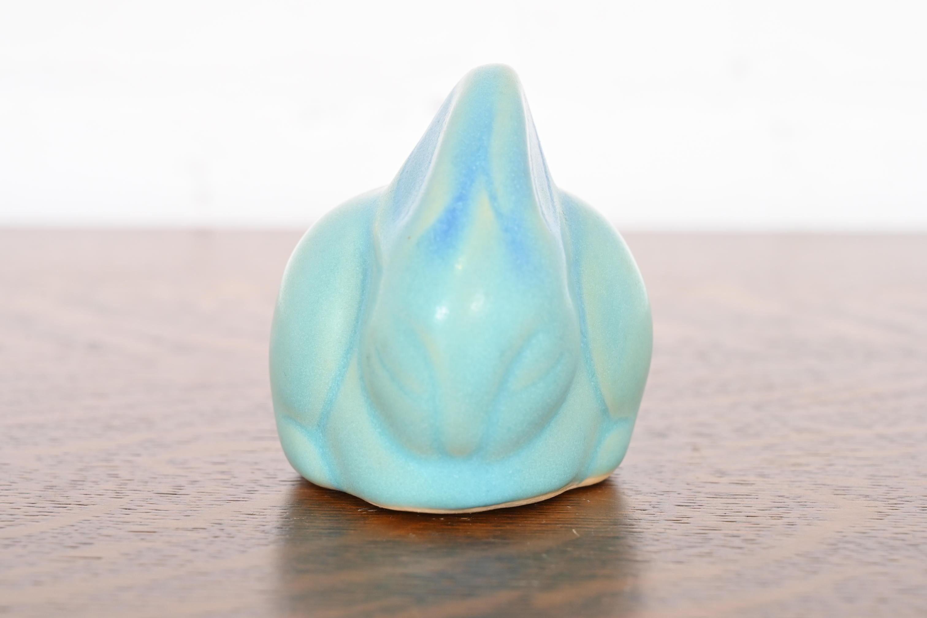 American Van Briggle Arts & Crafts Rabbit Form Turquoise Glazed Ceramic Art Figurine