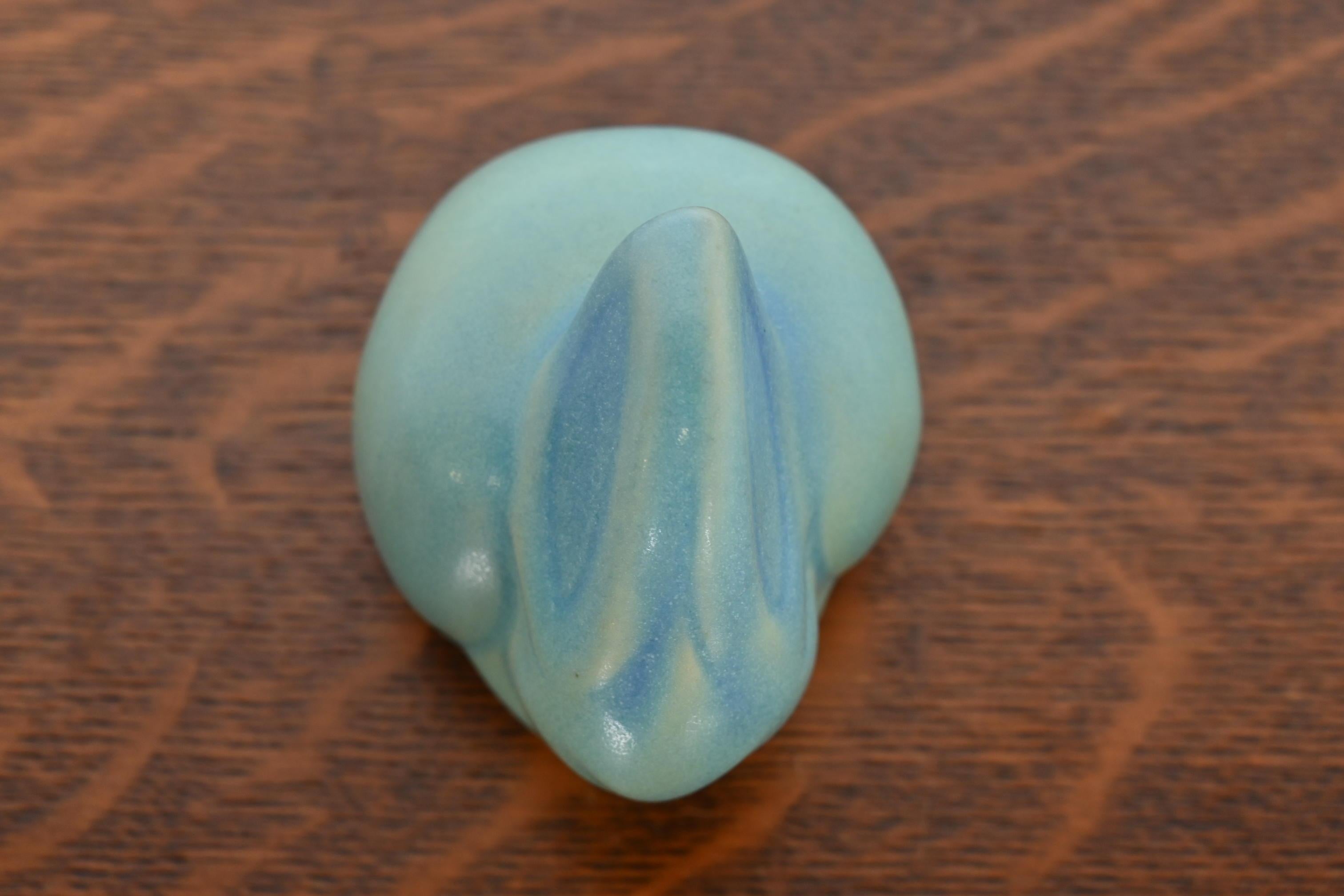 20th Century Van Briggle Arts & Crafts Rabbit Form Turquoise Glazed Ceramic Art Figurine