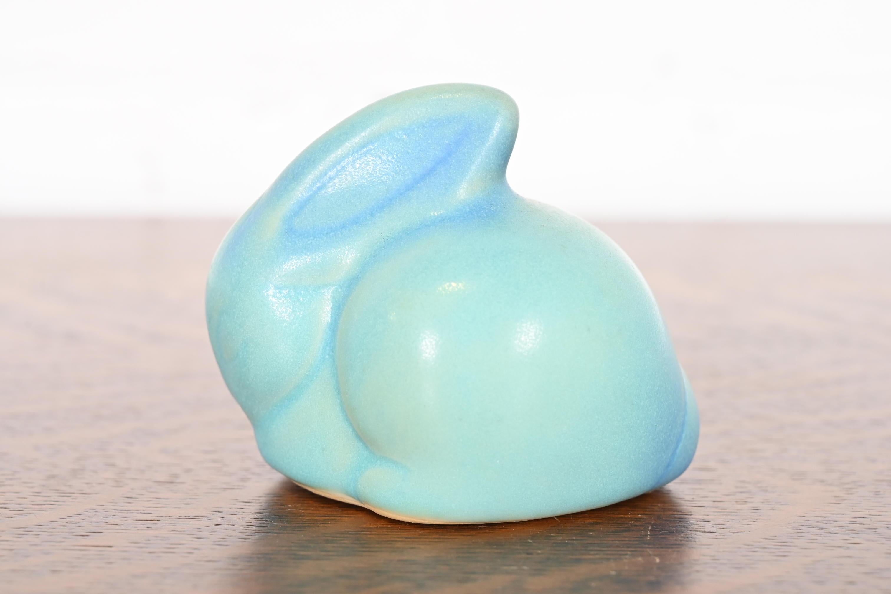 Van Briggle Arts & Crafts Rabbit Form Turquoise Glazed Ceramic Art Figurine 1