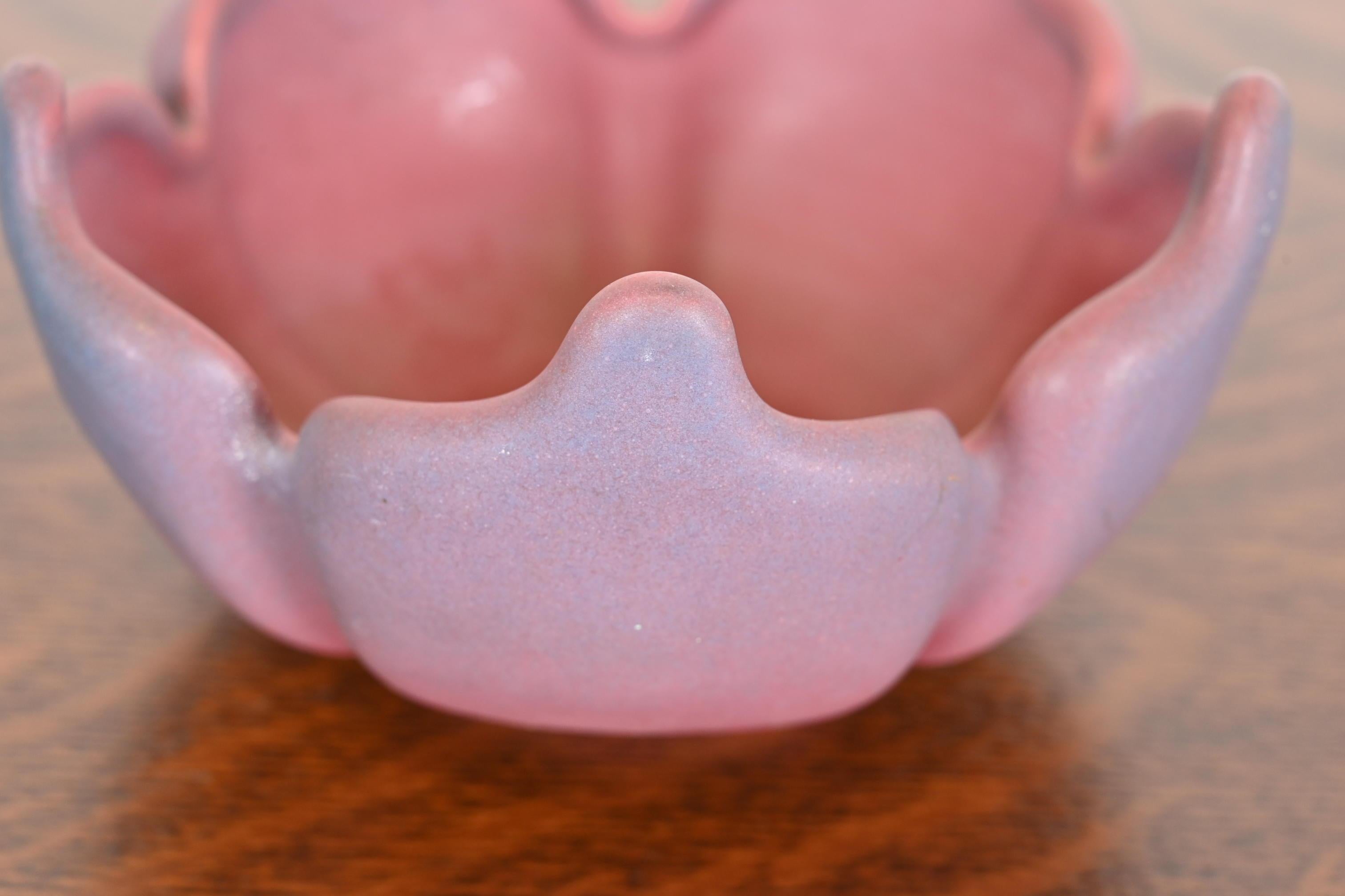Van Briggle Arts & Crafts Tulip Form Pink and Lavender Glazed Ceramic Bowl For Sale 1