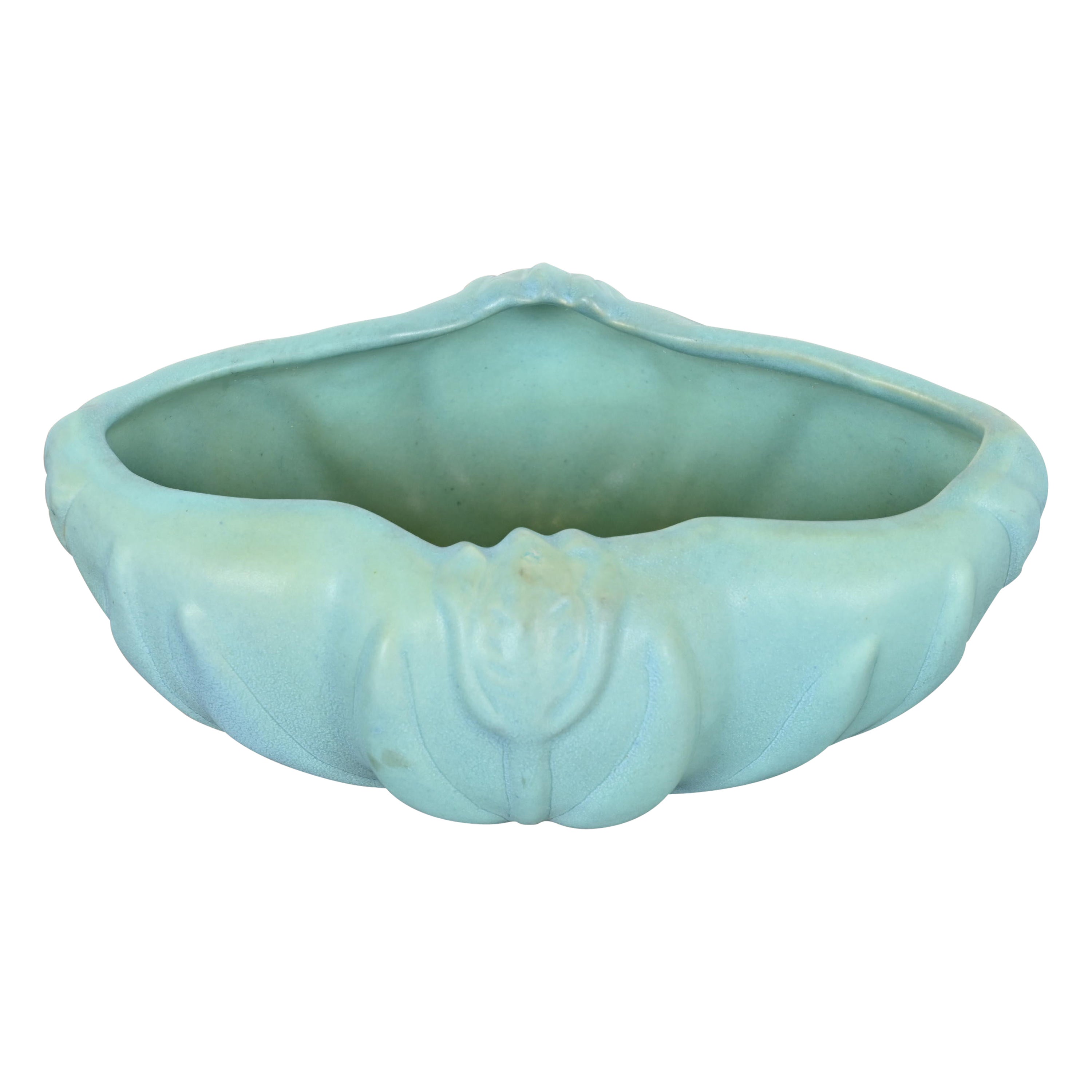 Bol en céramique émaillée turquoise Van Briggle Arts & Crafts avec motif de tulipe
