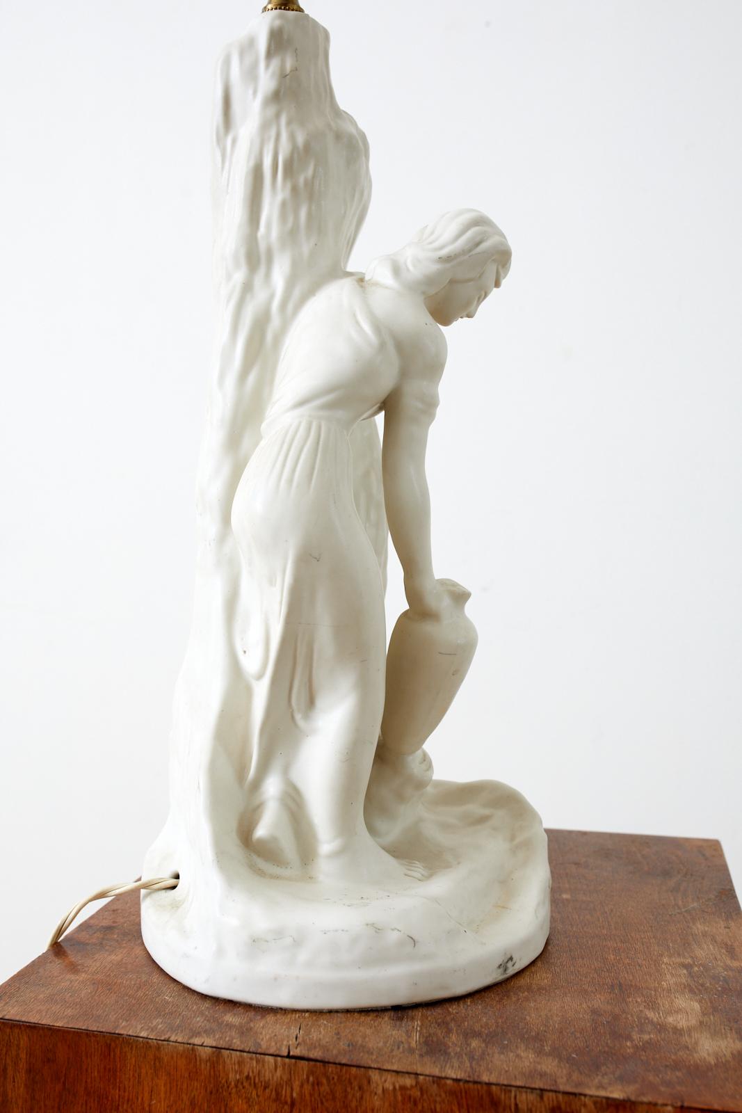Van Briggle Figural Sculpture Porcelain Table Lamp For Sale 1