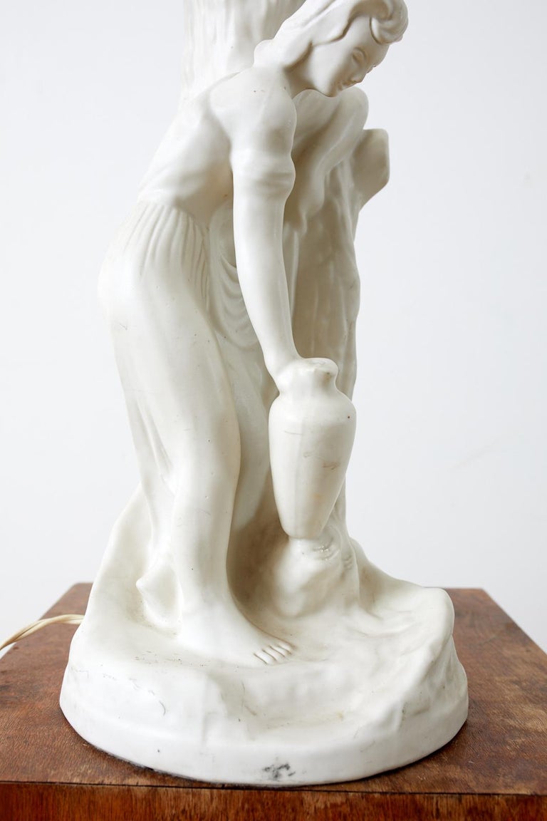 Van Briggle Figural Sculpture Porcelain Table Lamp For Sale 5