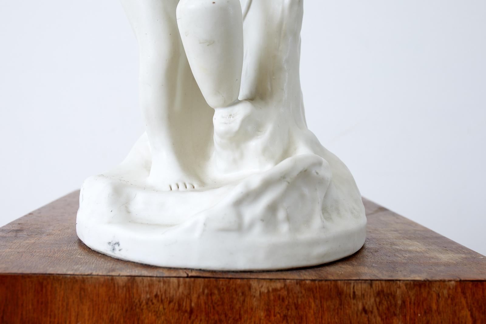 Hand-Crafted Van Briggle Figural Sculpture Porcelain Table Lamp For Sale