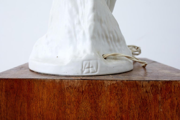 Van Briggle Figural Sculpture Porcelain Table Lamp For Sale 2