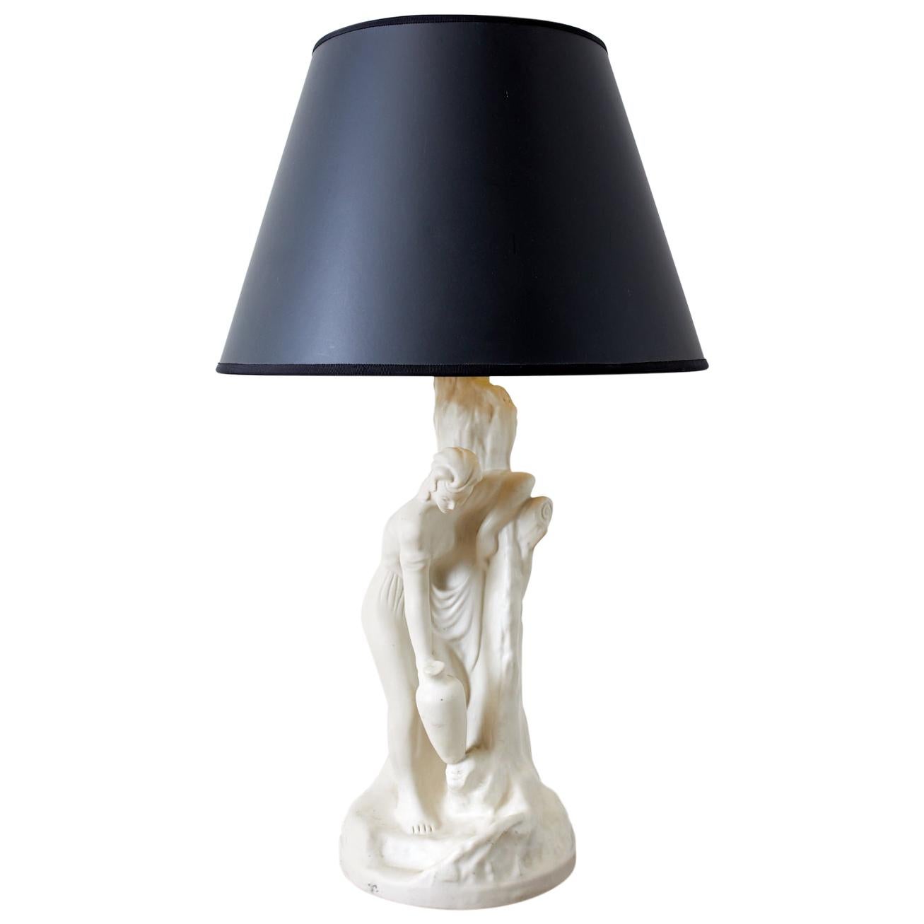 Van Briggle Figural Sculpture Porcelain Table Lamp For Sale