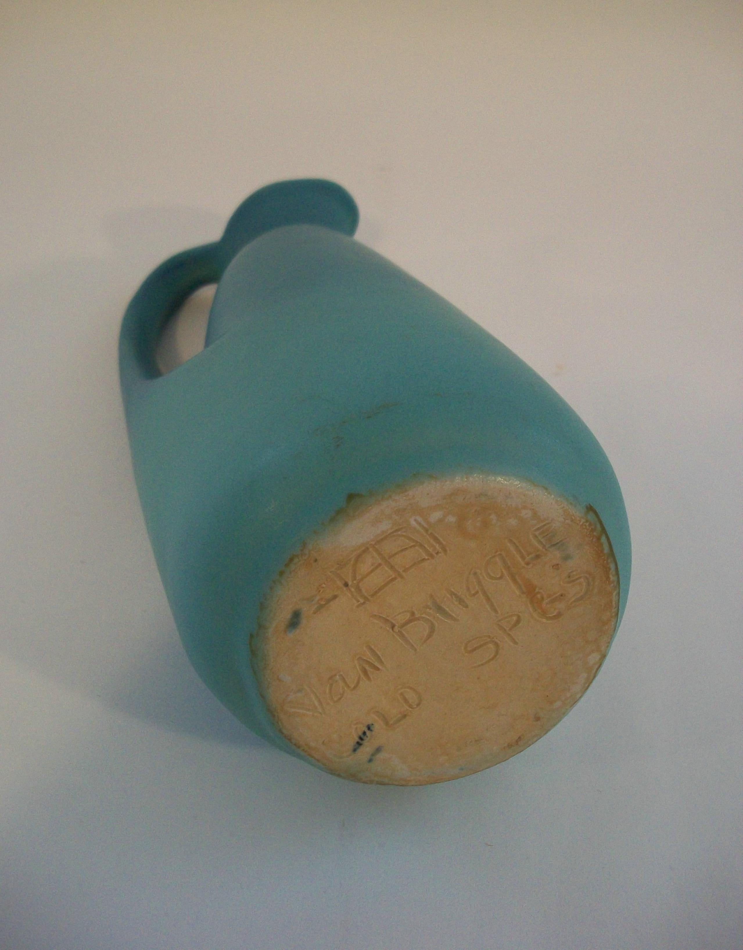 VAN BRIGGLE POTTERY - Arts & Crafts Ming Turquoise Pitcher - U.S. - Circa 1950's For Sale 2