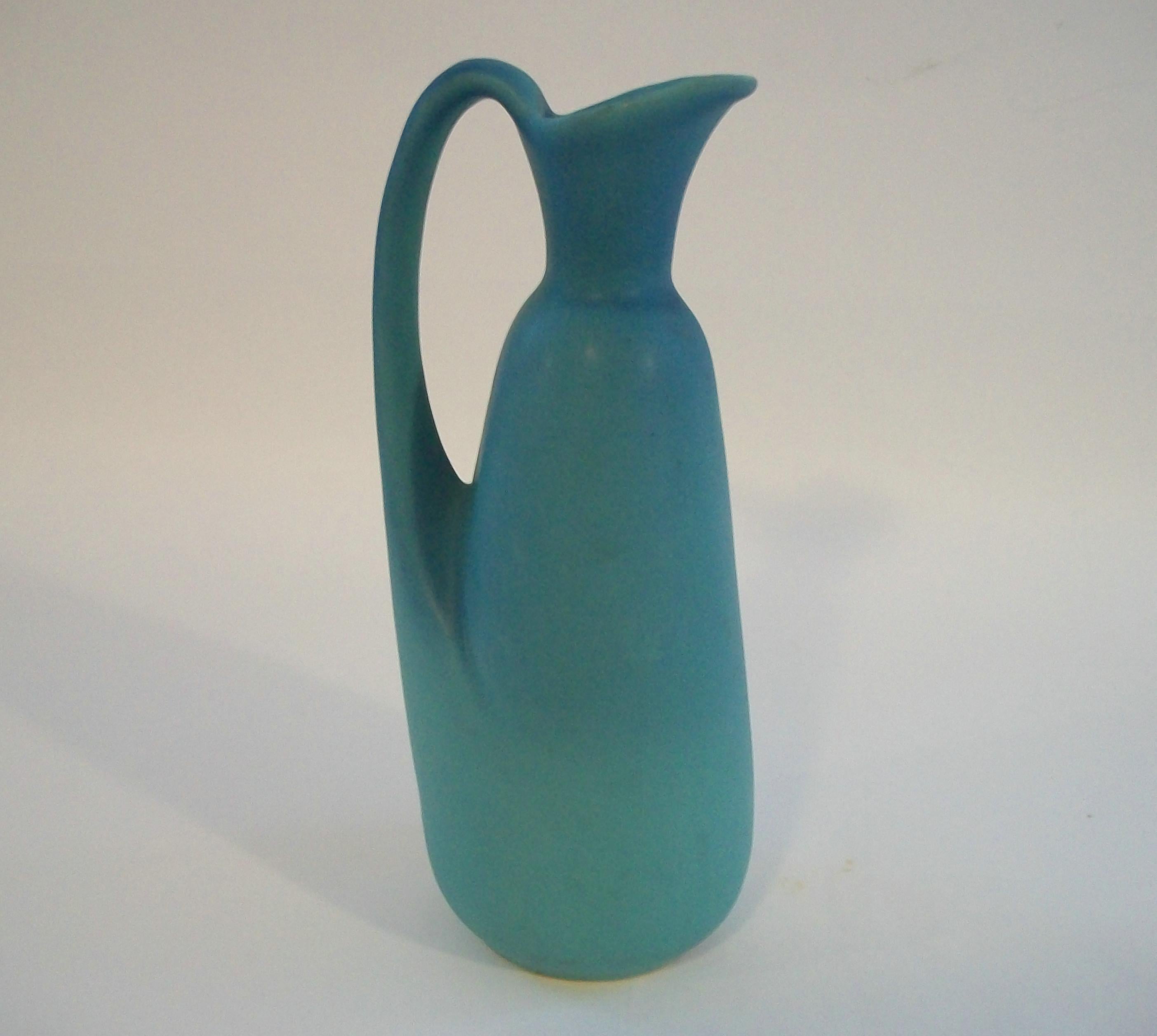 Arts and Crafts VAN BRIGGLE POTTERY - Arts & Crafts Ming Turquoise Pitcher - U.S. - Circa 1950's For Sale