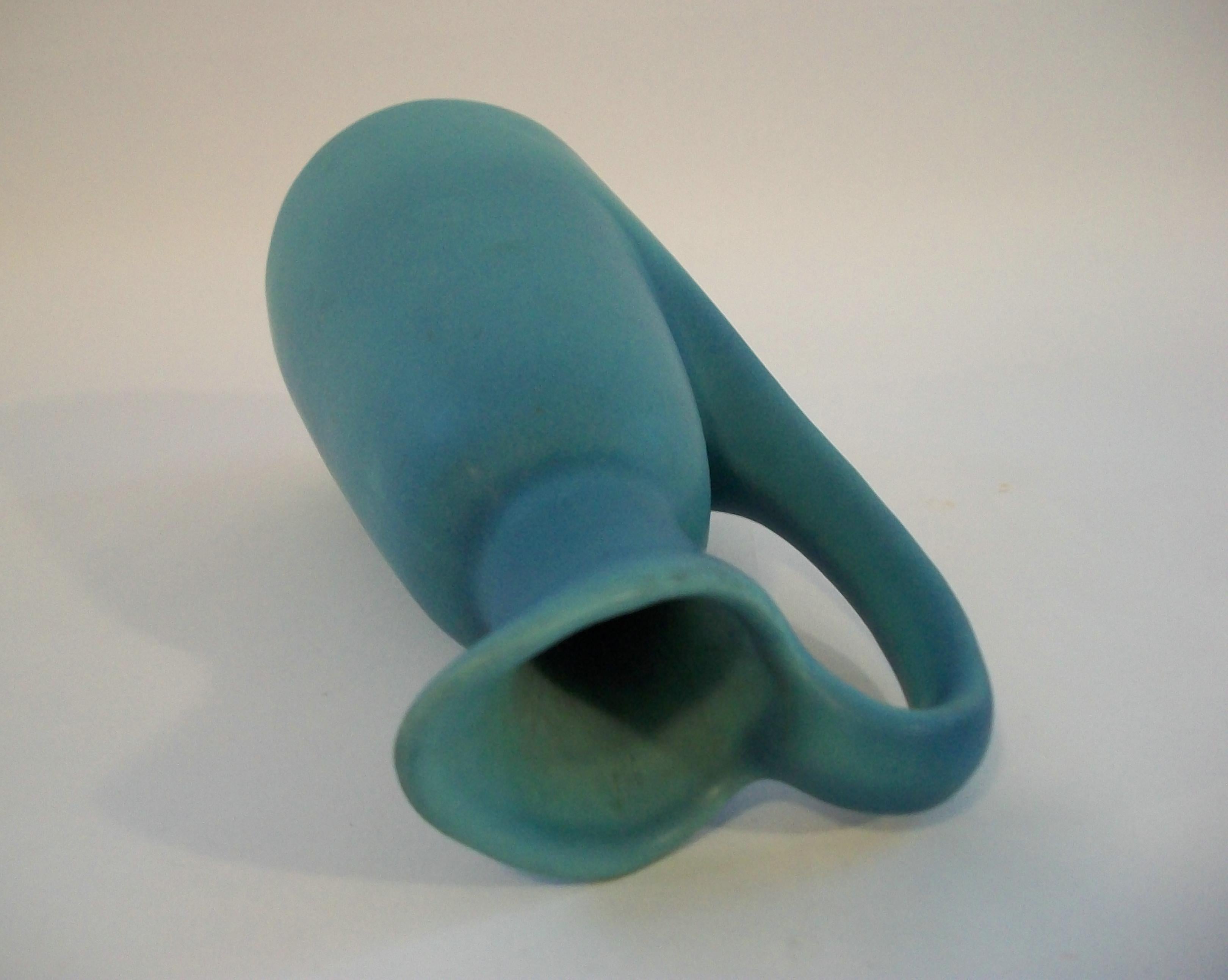 VAN BRIGGLE POTTERY - Arts & Crafts Ming Turquoise Pitcher - U.S. - Circa 1950's For Sale 1