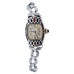 Van Buren Cocktail Watch White Gold Plate With Enamel Details