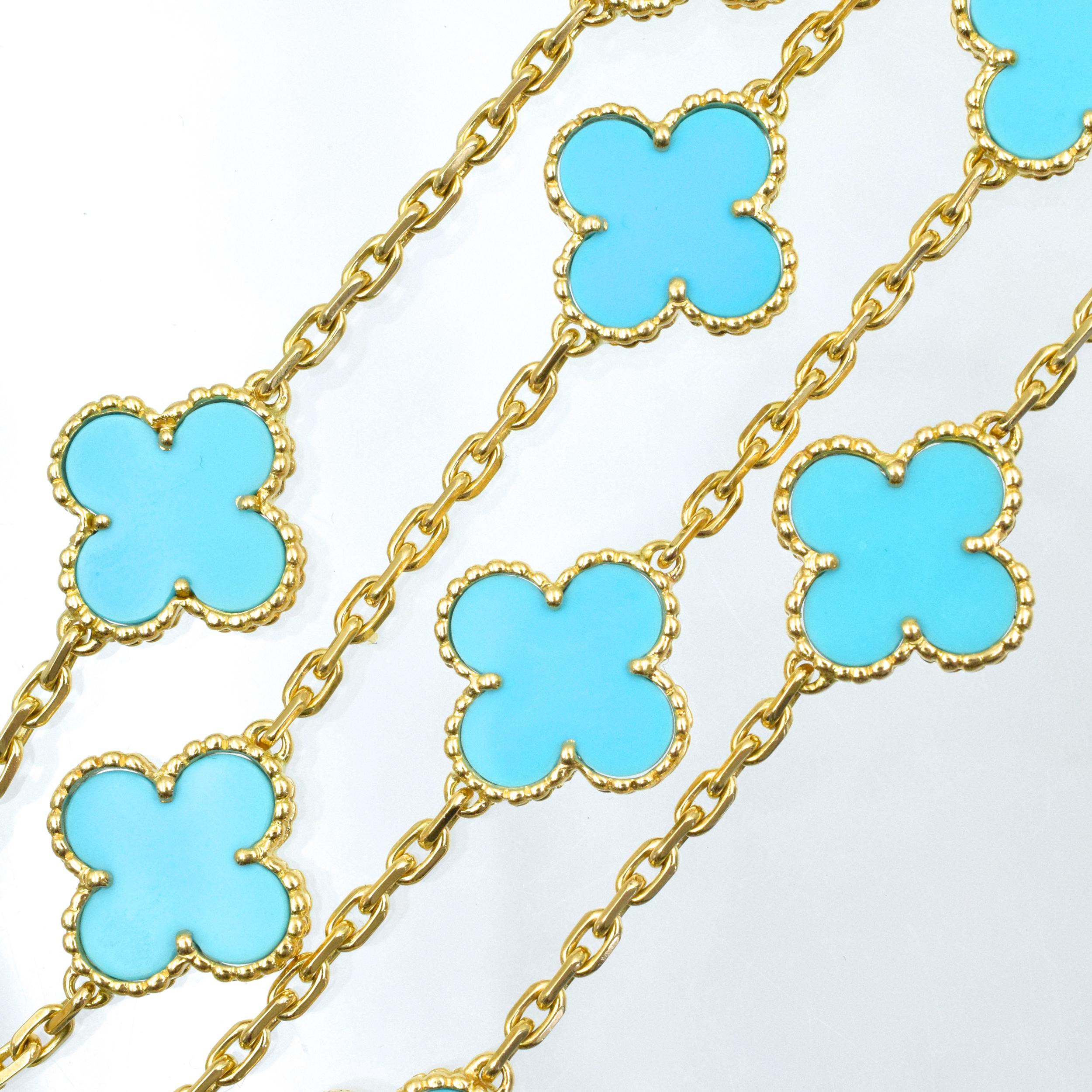 Van Cleeef & Arpels 'Vintage Alhamrba' Turquoise Necklace In Excellent Condition In New York, NY
