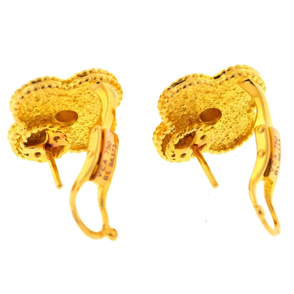 Van Cleef & Arpels 18 Karat Gold Vintage Alhambra Stud Earrings 1
