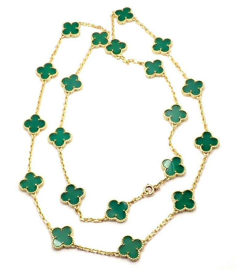 Van Cleef and Arpels 20 Chrysoprase Green Chalcedony Alhambra Yellow
