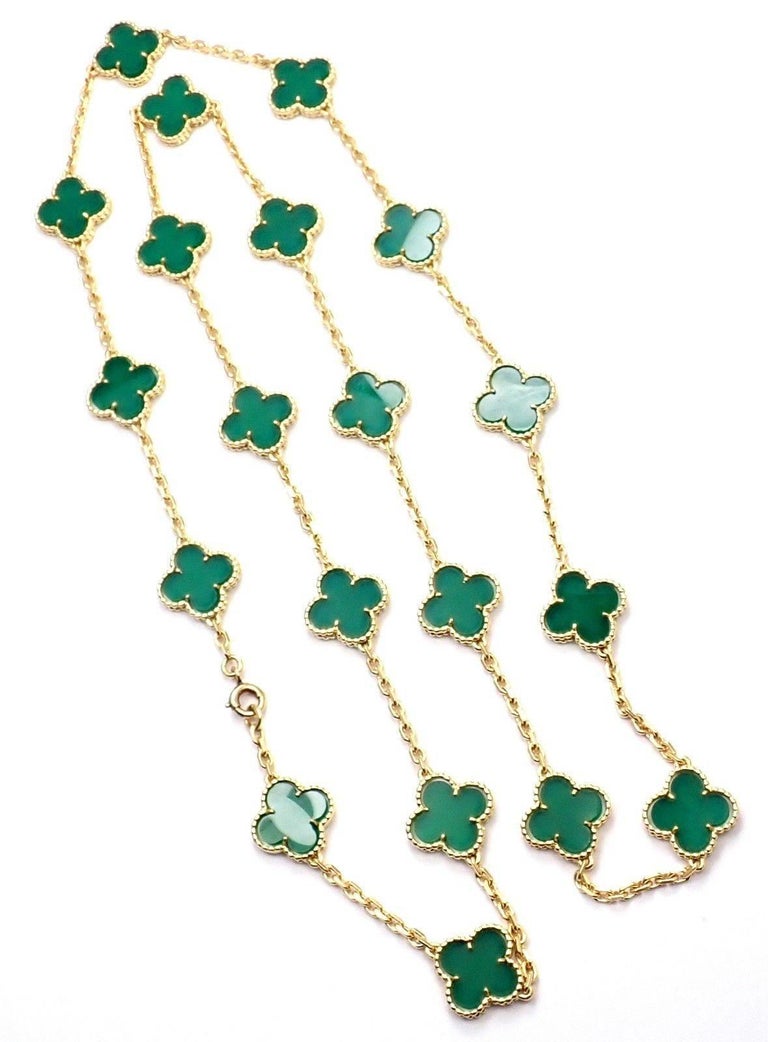 Van Cleef and Arpels 20 Chrysoprase Green Chalcedony Alhambra Yellow