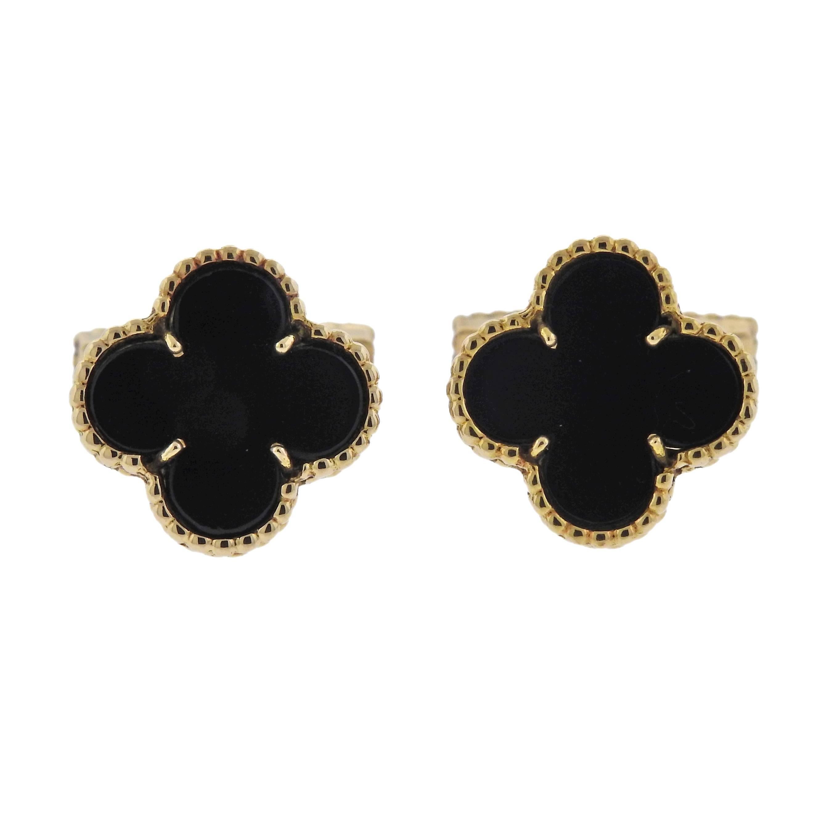 Van Cleef & Arpels Alhambra Onyx Gold Cufflinks