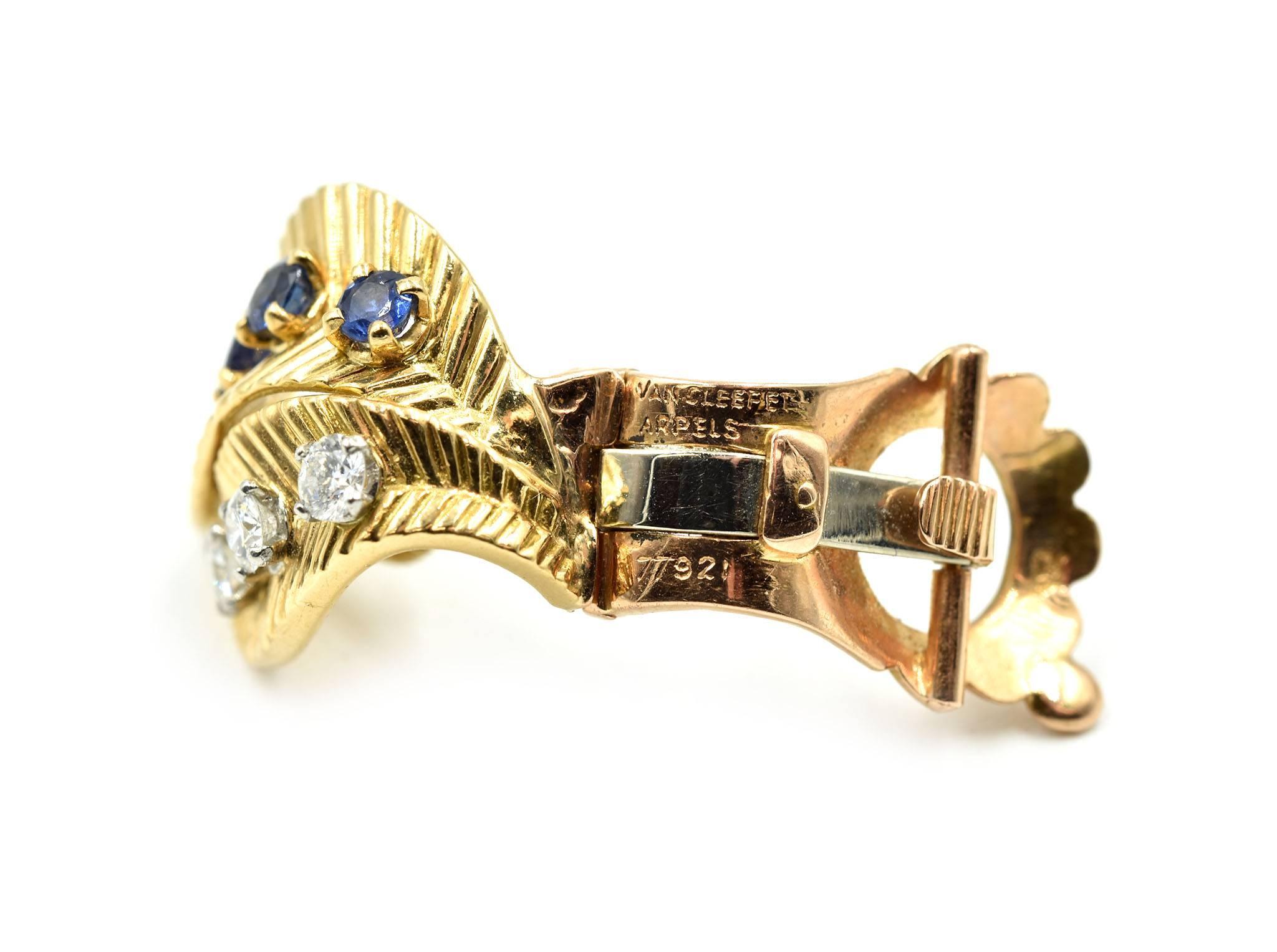 Van Cleef & Arpels Diamond and Sapphire Earrings 18 Karat Yellow Gold 1
