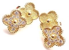 Van Cleef & Arpels Diamond and Yellow Gold Vintage Alhambra Earrings