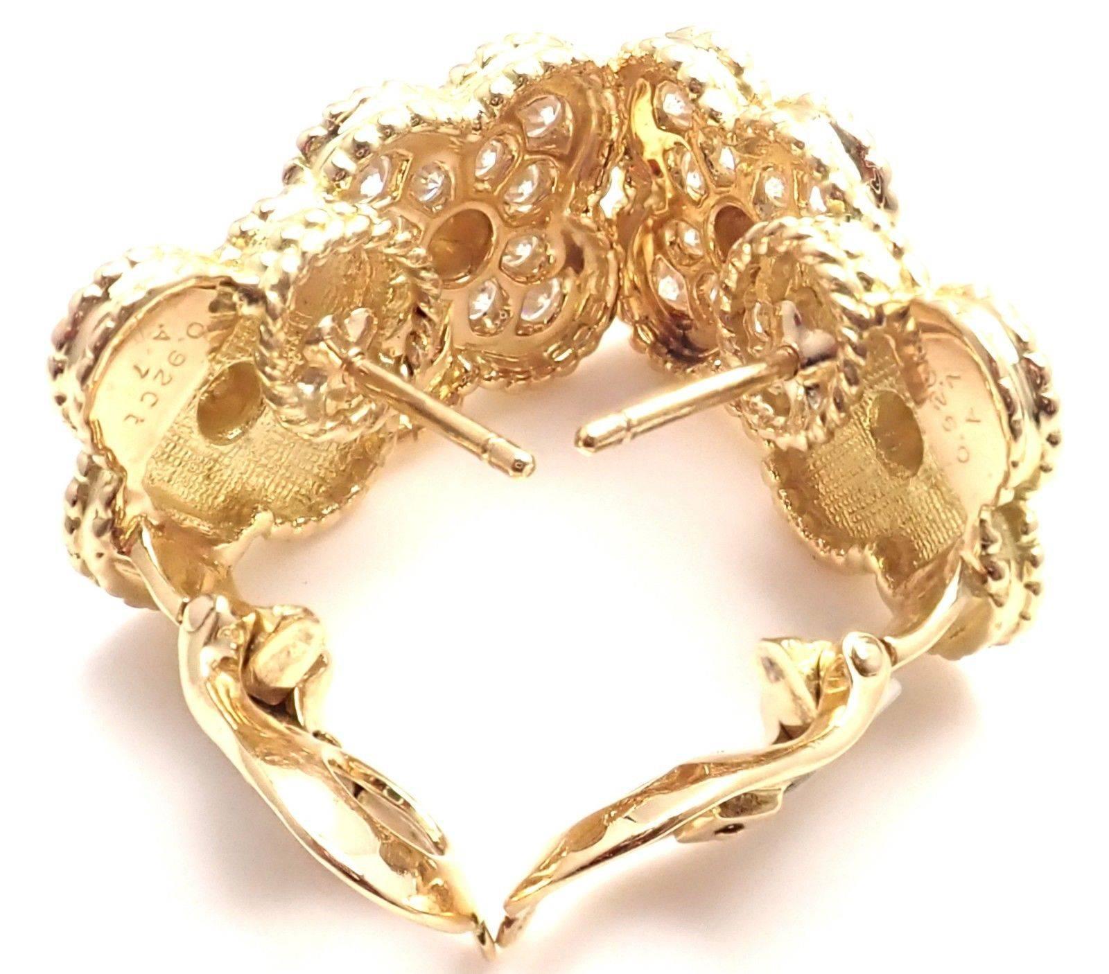 Van Cleef & Arpels Diamond and Yellow Gold Vintage Alhambra Earrings 1
