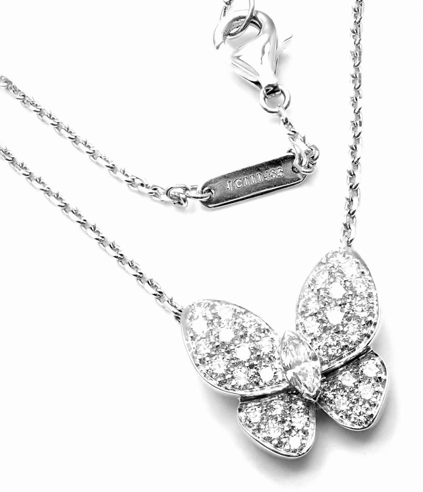 Van Cleef & Arpels Diamond Butterfly Papillon White Gold Necklace 3
