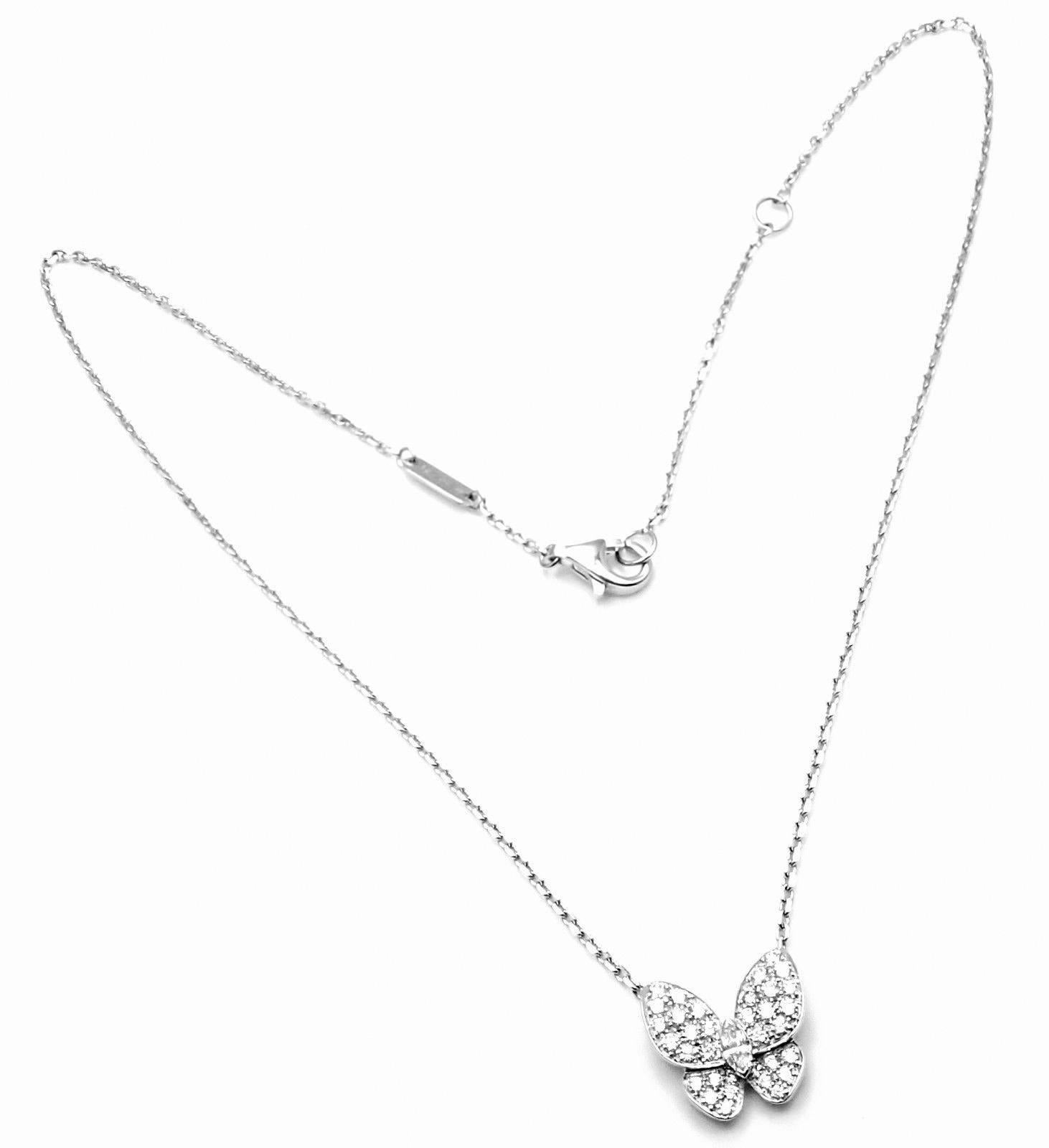 Van Cleef & Arpels Diamond Butterfly Papillon White Gold Necklace 2