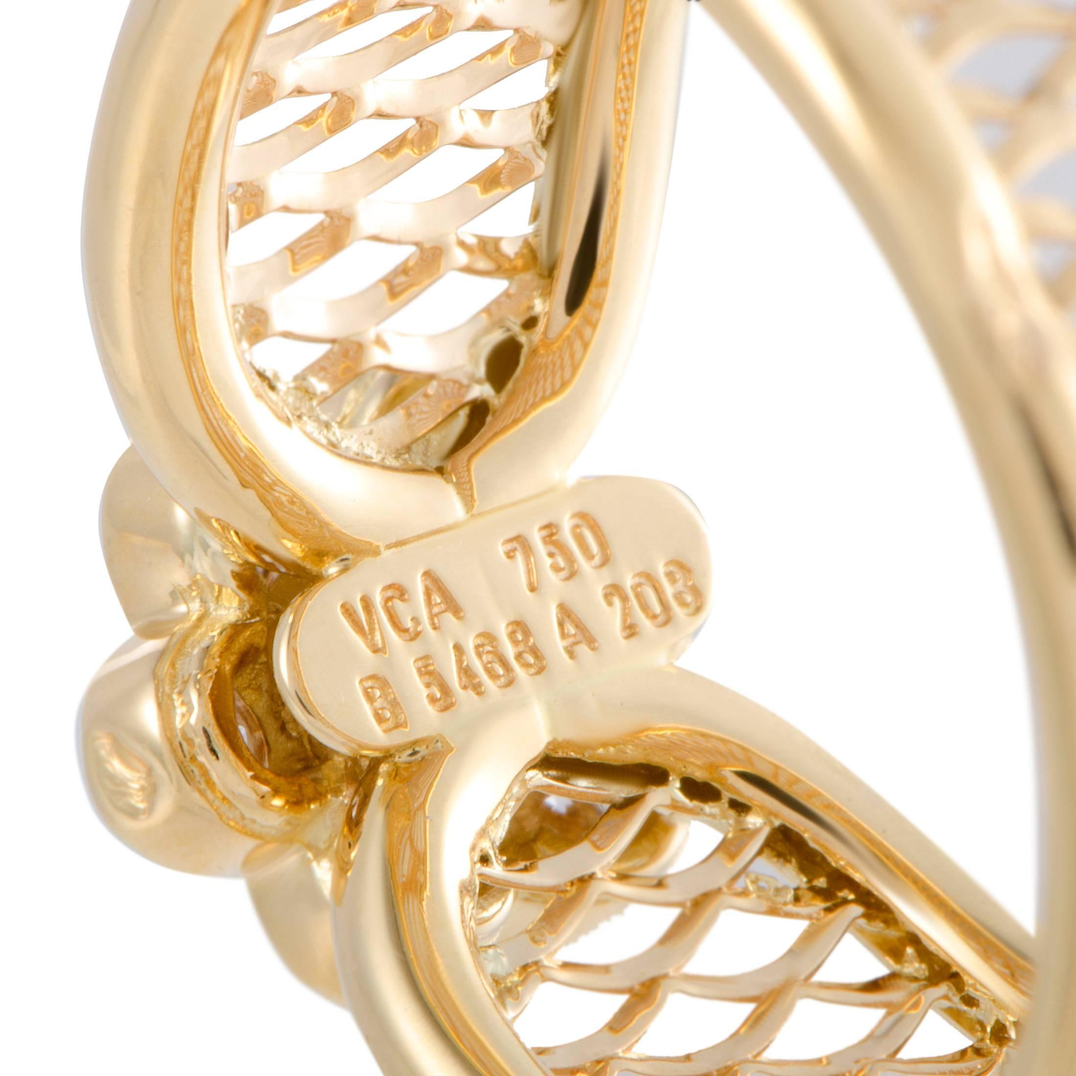 Women's Van Cleef & Arpels Diamond Flower Lattice Gold Band Ring